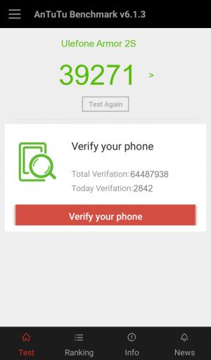 Результат Ulefone Armor 2S в тесте Antutu Результат Ulefone Armor 2S в тесте Antutu
