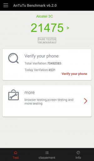 Результат Alcatel 3C в тесте Antutu Результат Alcatel 3C в тесте Antutu