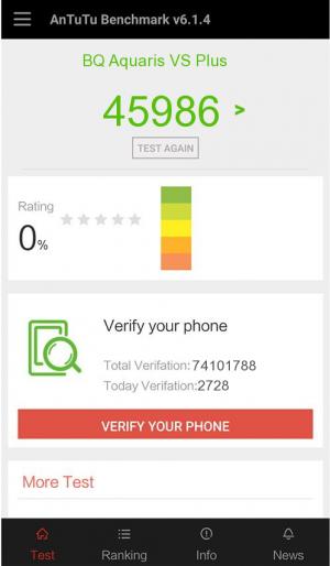 Результат BQ Aquaris VS Plus в тесте Antutu Результат BQ Aquaris VS Plus в тесте Antutu