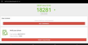 Результат DEXP Ixion B140 в тесте Antutu Результат DEXP Ixion B140 в тесте Antutu