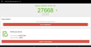 Результат Digma Optima 7018N 4G в тесте Antutu Результат Digma Optima 7018N 4G в тесте Antutu