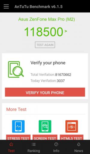 Результат Asus ZenFone Max Pro (M2) в тесте Antutu Результат Asus ZenFone Max Pro (M2) в тесте Antutu