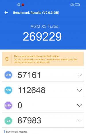 Результат AGM X3 Turbo в тесте Antutu Результат AGM X3 Turbo в тесте Antutu