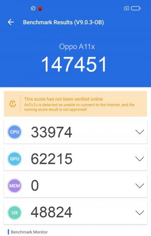 Результат Oppo A11x в тесте Antutu Результат Oppo A11x в тесте Antutu