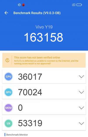 Результат Vivo Y19 в тесте Antutu Результат Vivo Y19 в тесте Antutu