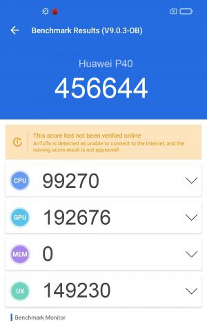 Результат Huawei P40 в тесте Antutu Результат Huawei P40 в тесте Antutu
