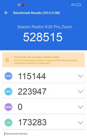 Результат Xiaomi Redmi K30 Pro Zoom в тесте Antutu Результат Xiaomi Redmi K30 Pro Zoom в тесте Antutu