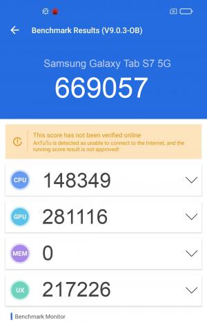 Результат Samsung Galaxy Tab S7 5G в тесте Antutu Результат Samsung Galaxy Tab S7 5G в тесте Antutu