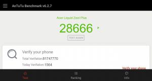 Результат Acer Liquid Zest Plus в тесте Antutu Результат Acer Liquid Zest Plus в тесте Antutu