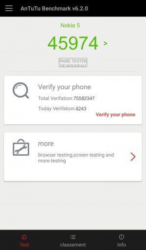 Результат Nokia 5 в тесте Antutu Результат Nokia 5 в тесте Antutu
