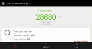 Результат Sony Xperia E5 в тесте Antutu Результат Sony Xperia E5 в тесте Antutu