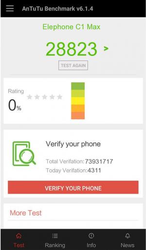 Результат Elephone C1 Max в тесте Antutu Результат Elephone C1 Max в тесте Antutu