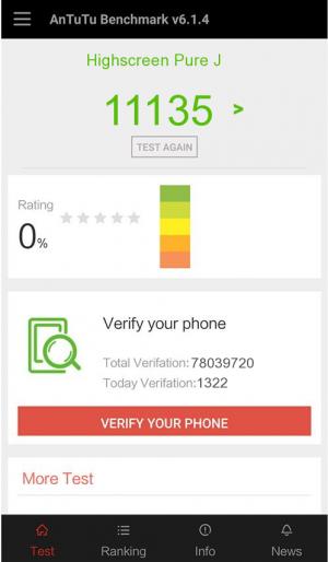 Результат Highscreen Pure J в тесте Antutu Результат Highscreen Pure J в тесте Antutu