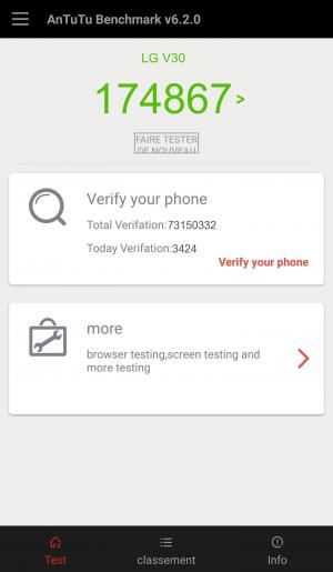Результат LG V30 в тесте Antutu Результат LG V30 в тесте Antutu
