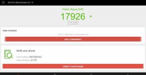 Результат Haier Aqua A40 в тесте Antutu Результат Haier Aqua A40 в тесте Antutu