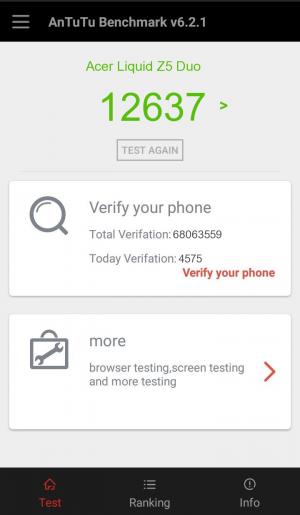 Результат Acer Liquid Z5 Duo в тесте Antutu Результат Acer Liquid Z5 Duo в тесте Antutu