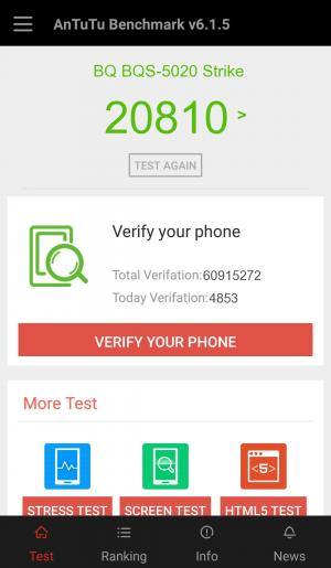 Результат BQ BQS-5020 Strike в тесте Antutu Результат BQ BQS-5020 Strike в тесте Antutu
