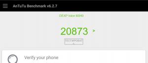Результат DEXP Ixion M340 в тесте Antutu Результат DEXP Ixion M340 в тесте Antutu