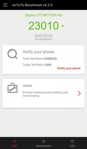 Результат Digma CITI MOTION 4G в тесте Antutu Результат Digma CITI MOTION 4G в тесте Antutu