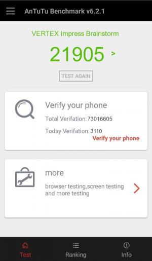 Результат VERTEX Impress Brainstorm в тесте Antutu Результат VERTEX Impress Brainstorm в тесте Antutu