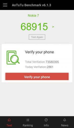 Результат Nokia 7 в тесте Antutu Результат Nokia 7 в тесте Antutu