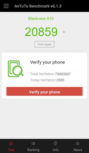 Результат Blackview A10 в тесте Antutu Результат Blackview A10 в тесте Antutu