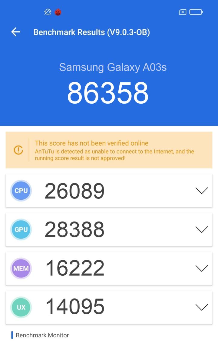 samsung a03s antutu score