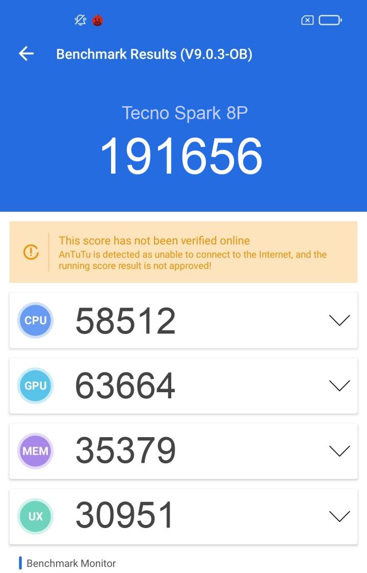 tecno spark 8p antutu score