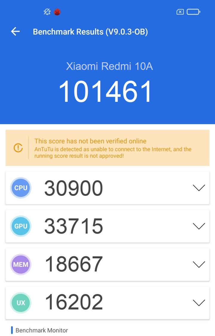 redmi 10a antutu score