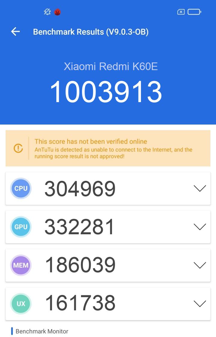 redmi k60e antutu score