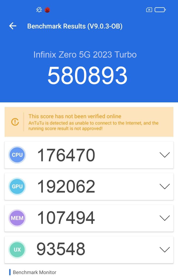 antutu score infinix zero 5g